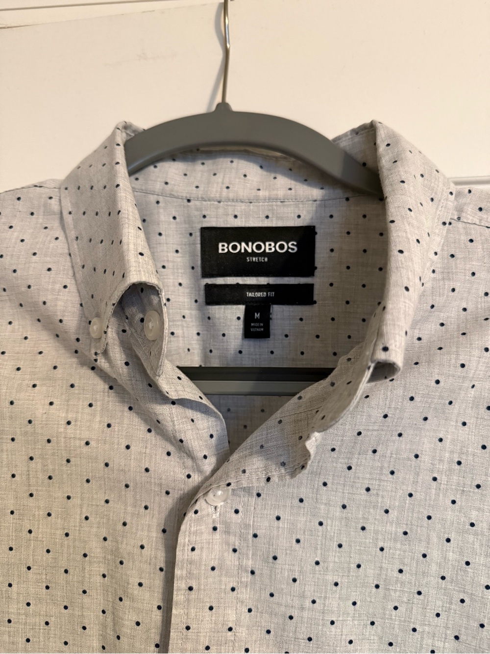 Bonobos Men's Dot-Print Stretch Button-Down Shirt (Gray/Navy)